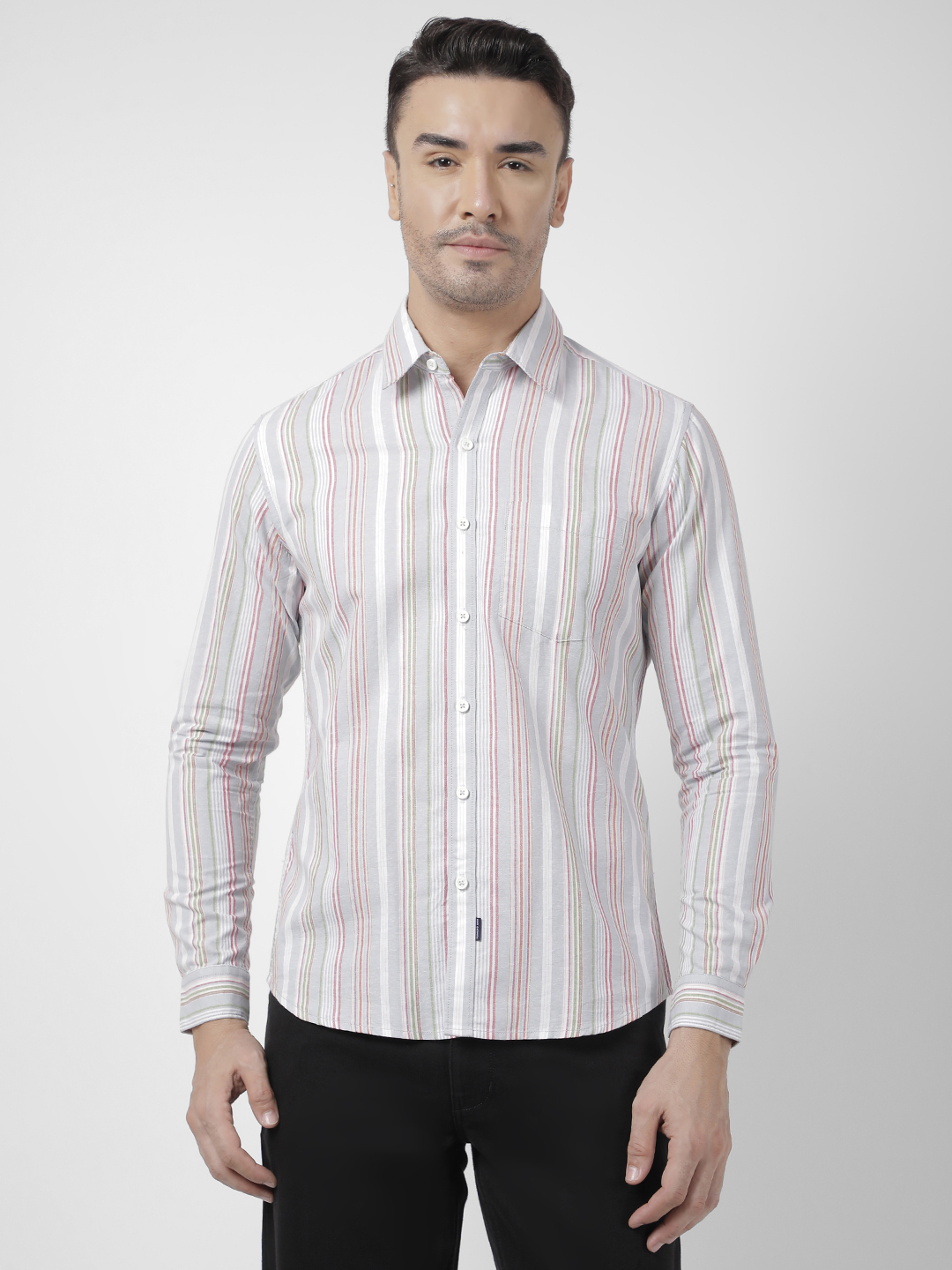 Numero Uno Men Striped Grey Shirt